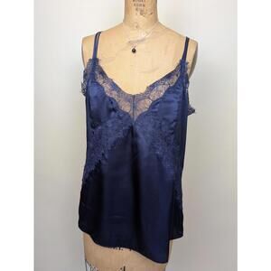 midnight blue silk lace cami top